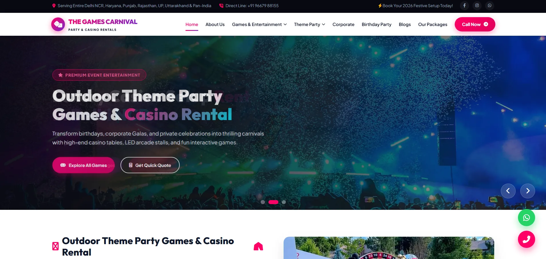The Games Carnival live website case study
