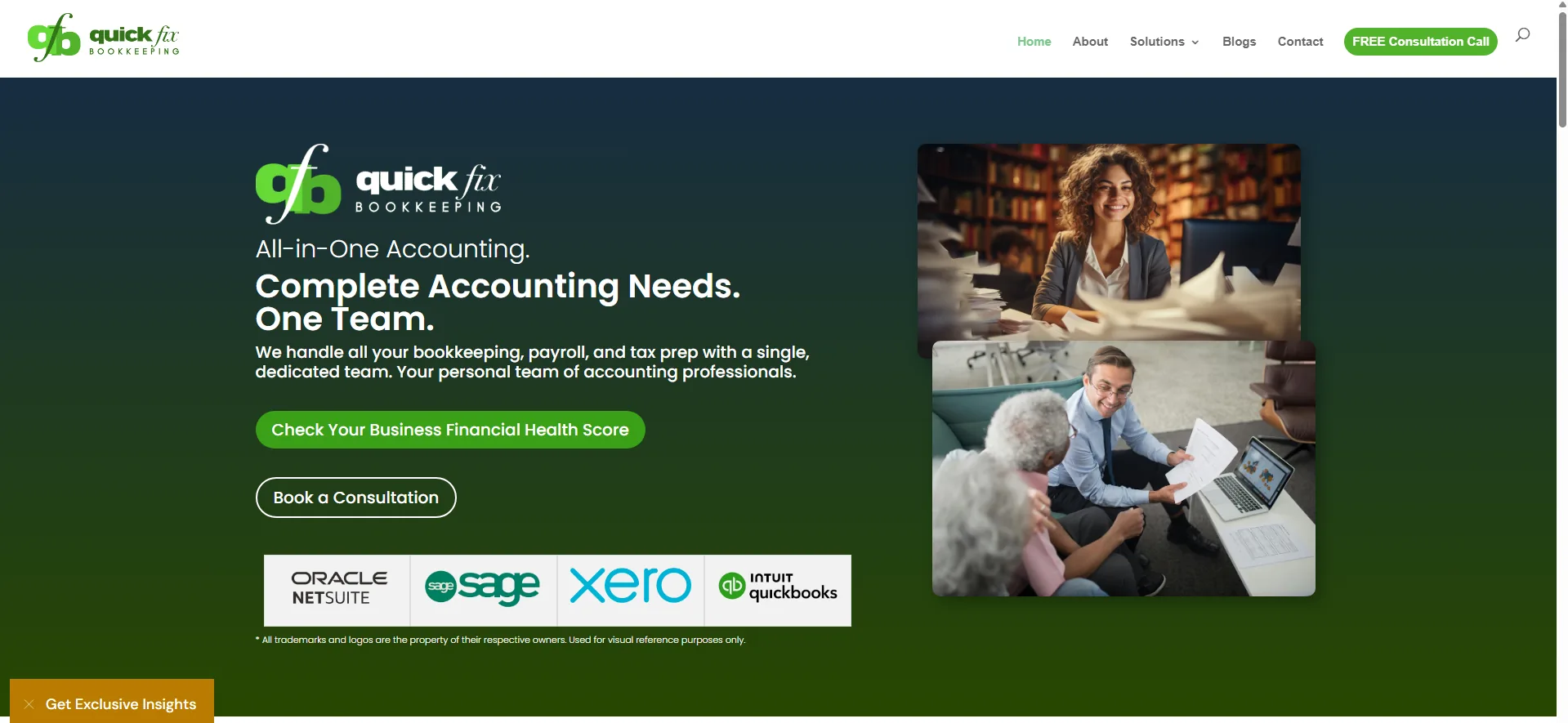 QuickFix Bookkeeping live website case study