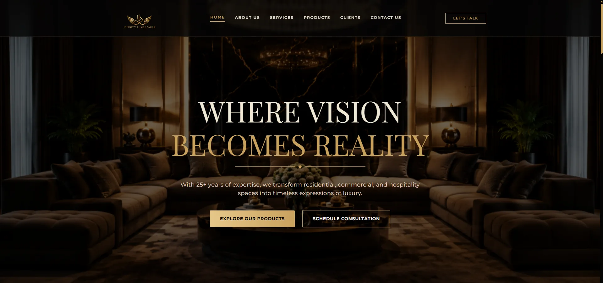 Infinity Luxe Spaces live website case study